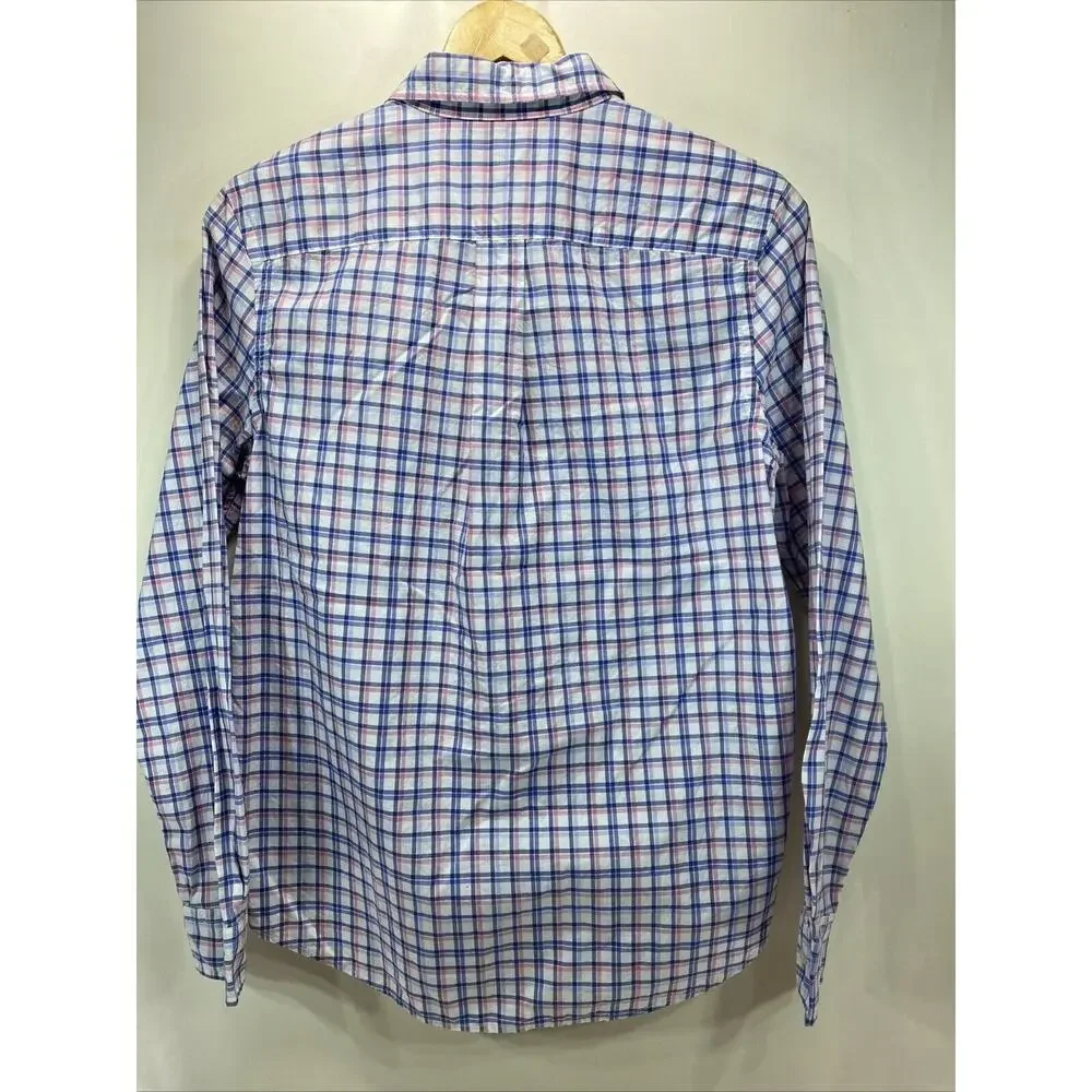 Ralph Lauren Polo Blue Pink Plaid Long Sleeve Button Up Shirt Boys Size 18-20 XL